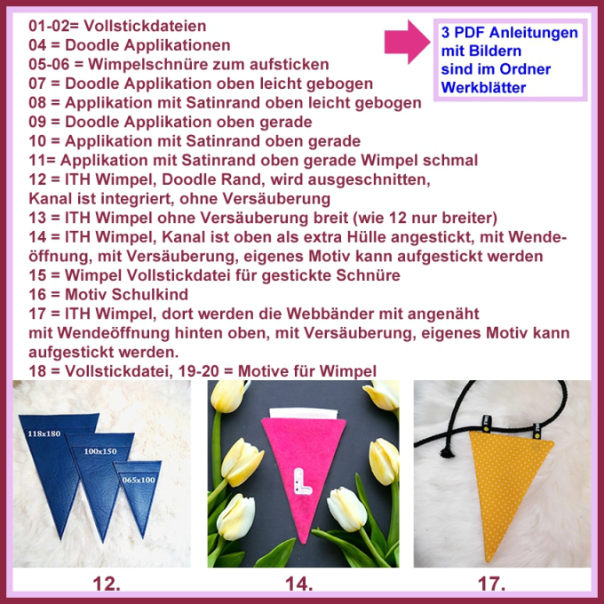 Stickdatei Rock Queen Wimpel, Wimpelketten, german