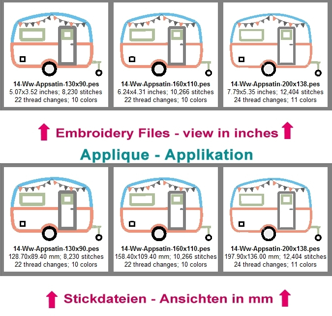 Stickdatei Rock Queen Wohnwagen