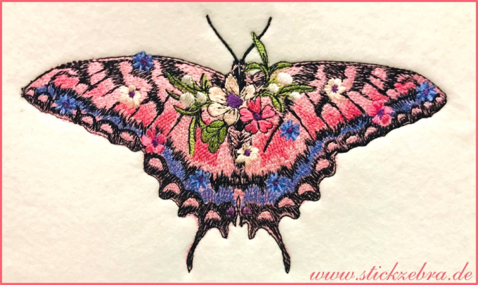 Borduurbestand Stickzebra Blütenschmetterling, Duits