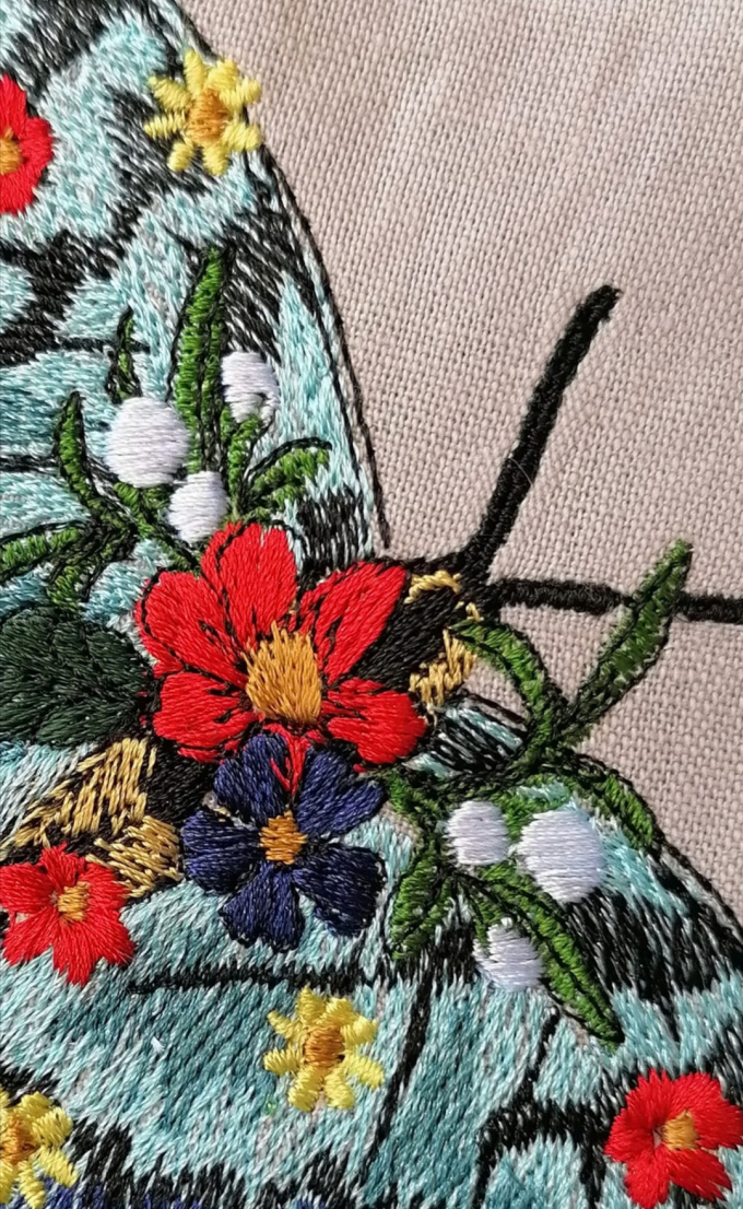 Borduurbestand Stickzebra Blütenschmetterling, Duits
