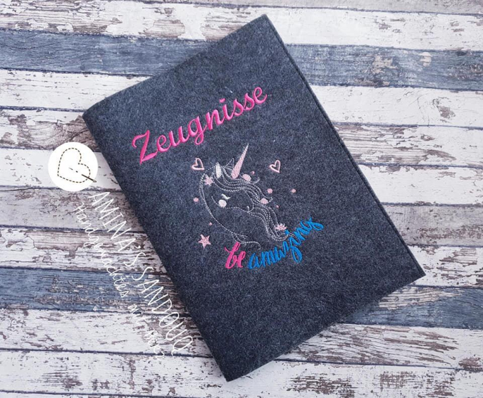 Stickdatei Stickzebra Einhorn be amazing, duits