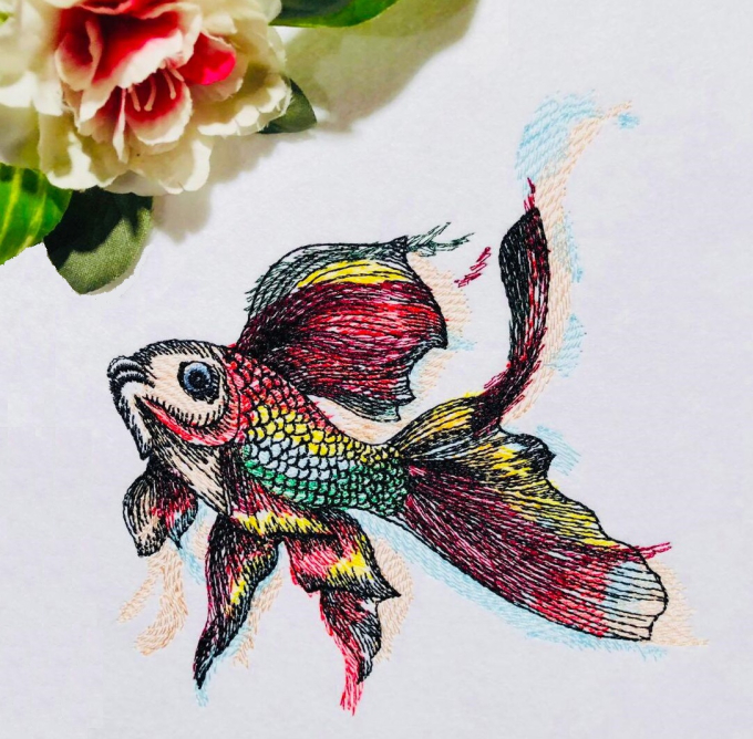 Borduurbestabd Stickzebra goudvis, Duits