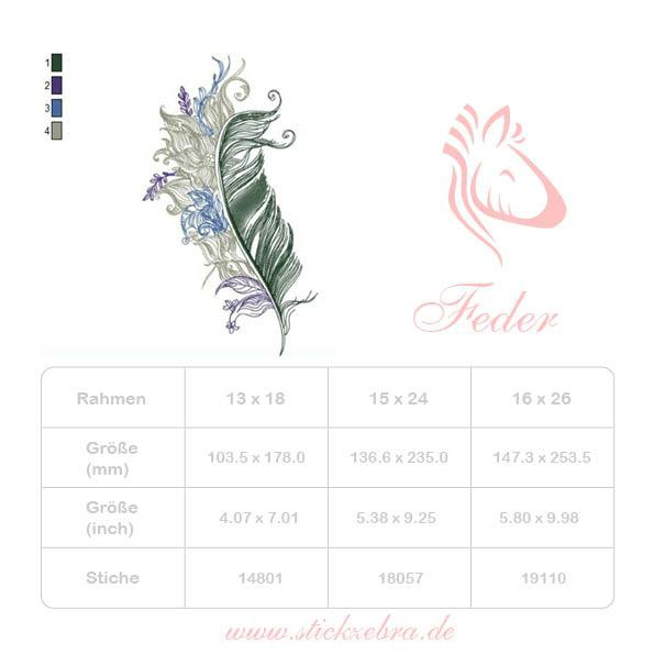 Stickdatei Stickzebra Hauchzarte Feder, duits
