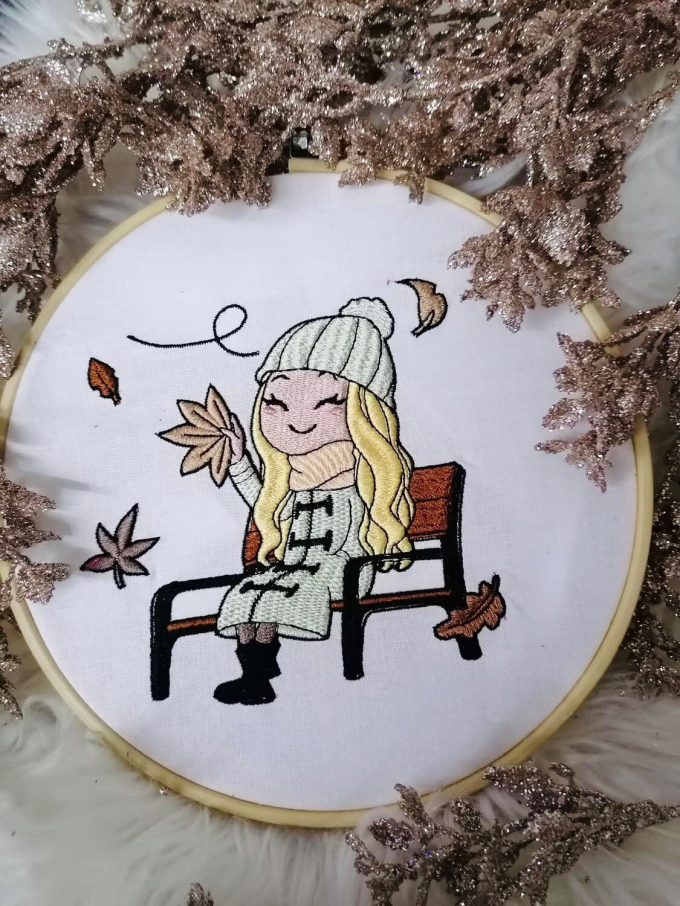 Borduurbestand Stickzebra herfstmeisje, Duits