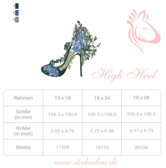Borduurbestand Stickzebra high heel, Duits
