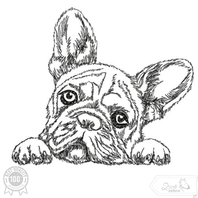 Borduurbestand Stickzebra hond Bulldog, Duits