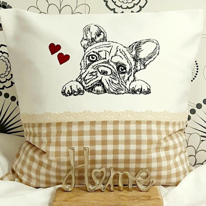 Borduurbestand Stickzebra hond Bulldog, Duits