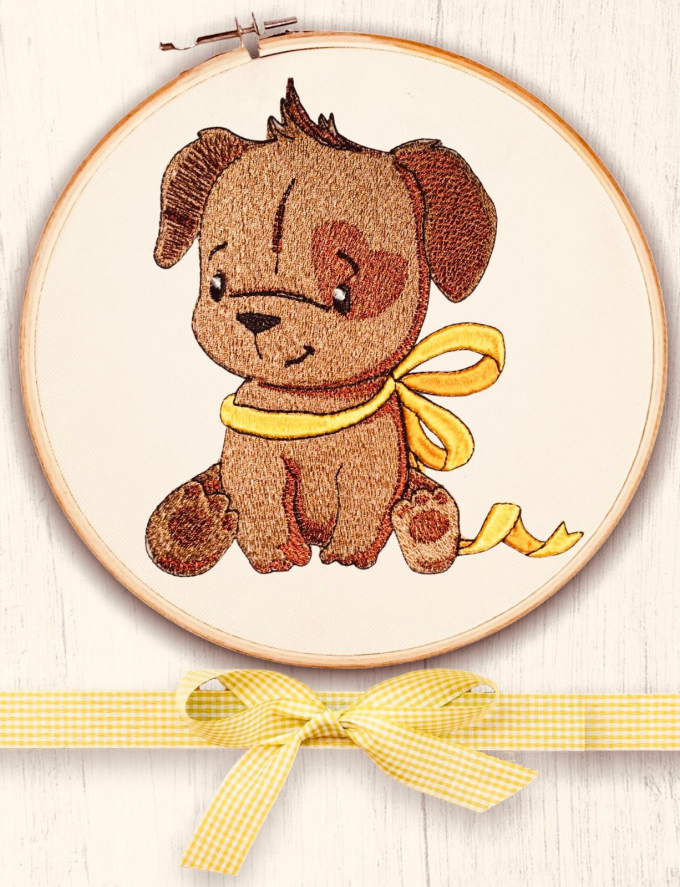 Borduurbestand Stickzebra hond met strik, Duits