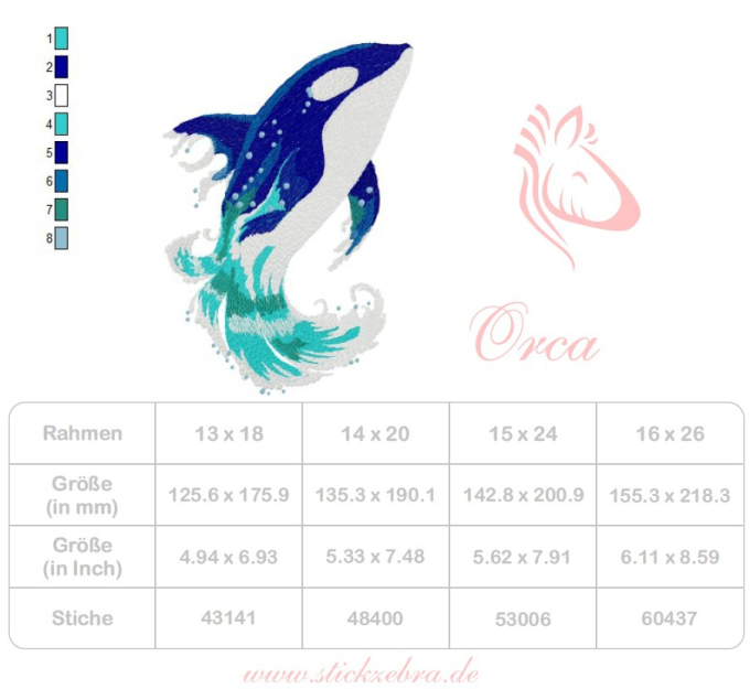 Borduurbestand Stickzebra Orca Duits