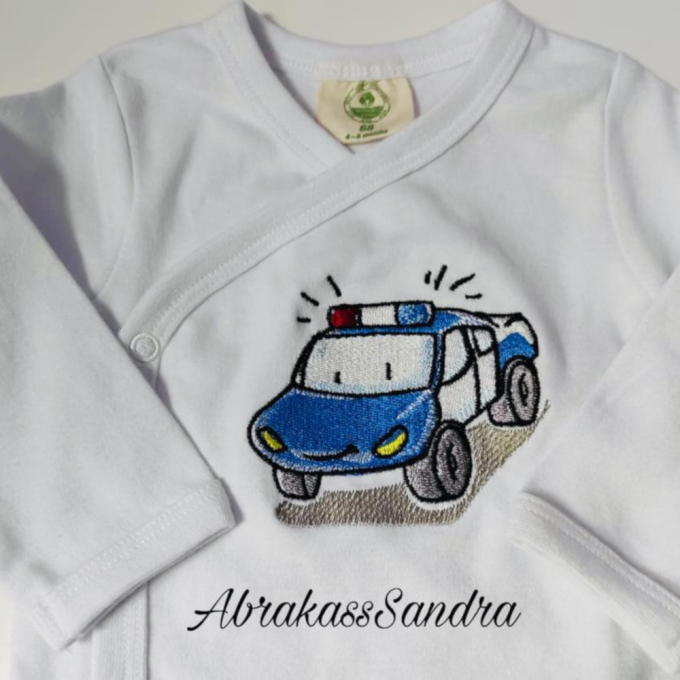 Stickdatei Stickzebra Polizeiauto, duits