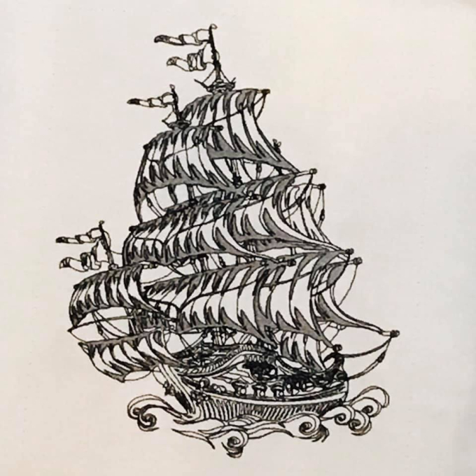Borduurbestand Stickzebra Segelschiff, Duits
