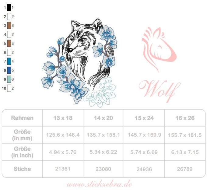 Borduurbestand Stickzebra Wolf Doodle, Duits