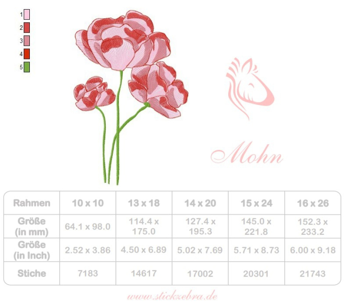 Fichier modèle broderie Coquelicot magique Stickzebra