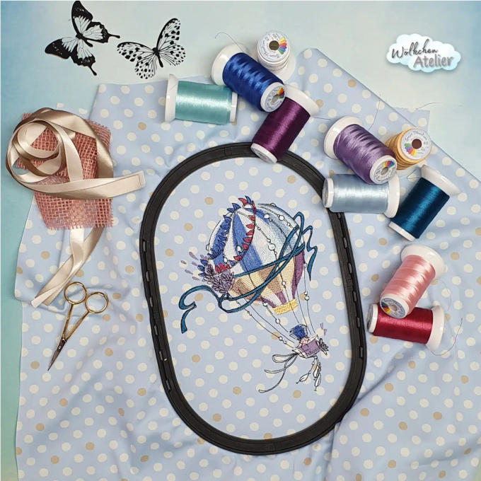 Borduurbestand Stickzebra Zauberhafter Ballon, Duits