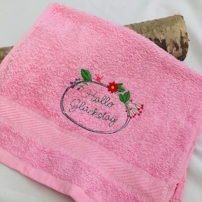 Fichier modèle broderie Écusson Hallo Glückstag Doodle Stickzeit