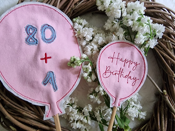 Fichier modèle broderie Ballon Happy Birthday Stickzeit