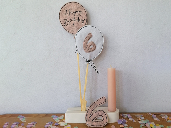 Fichier modèle broderie Ballon Happy Birthday Stickzeit