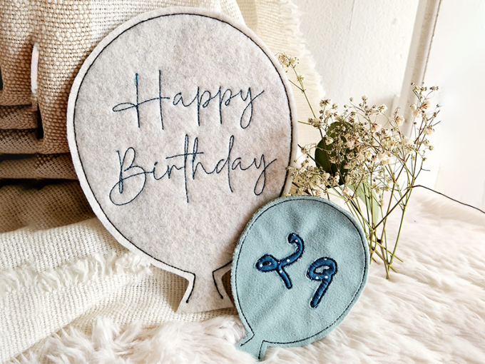 Fichier modèle broderie Ballon Happy Birthday Stickzeit