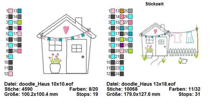 Fichier modèle broderie Petite maison Stickzeit
