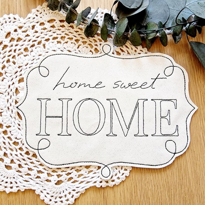 Fichier modèle broderie Message Home Sweet Home Stickzeit