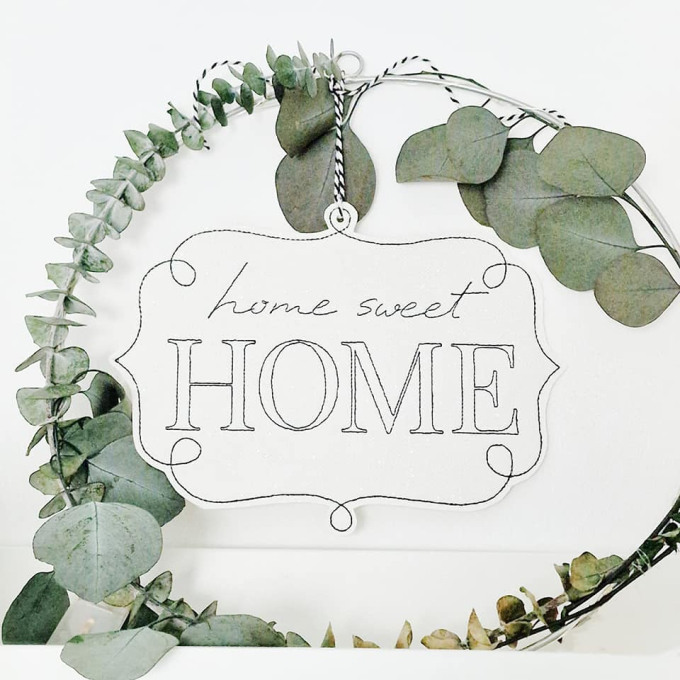 Fichier modèle broderie Message Home Sweet Home Stickzeit