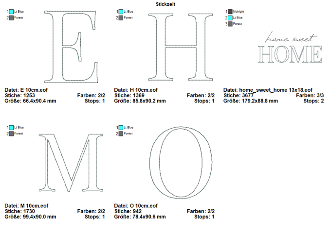 Fichier modèle broderie Message Home Sweet Home Stickzeit