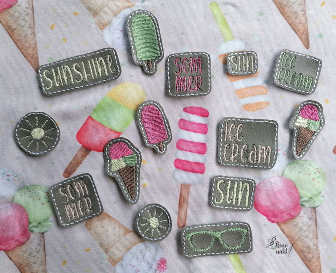 Fichier modèle broderie Étiquettes Été Soleil Glace Stickzeit