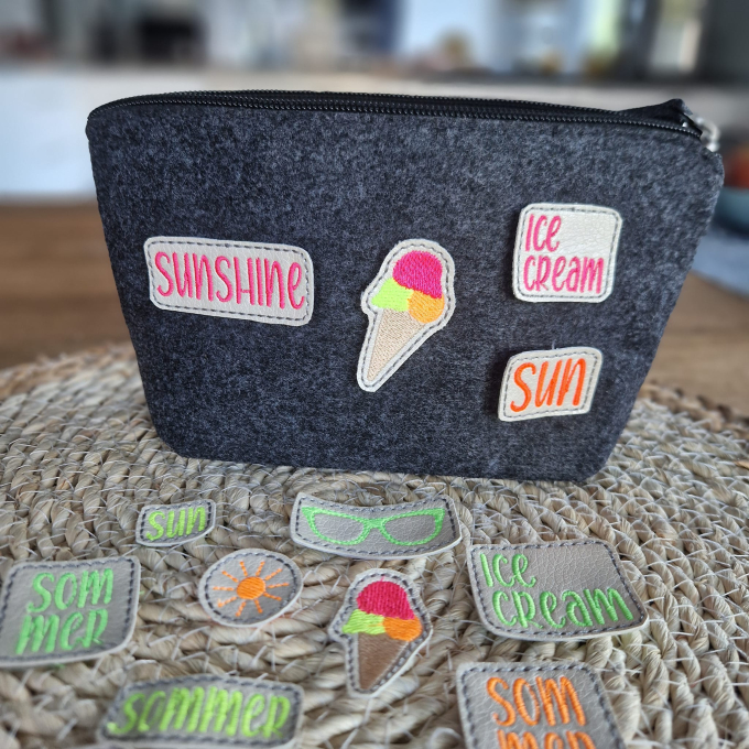 Fichier modèle broderie Étiquettes Été Soleil Glace Stickzeit