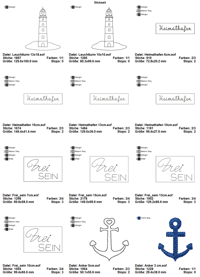 Fichier modèle broderie Bord de mer chic Stickzeit
