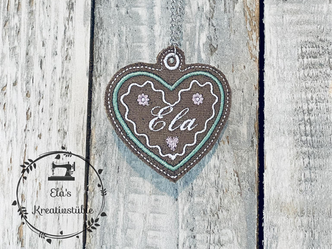 Stickdatei Stickzeit Schlüsselanhänger Lebkuchenherz ITH, german