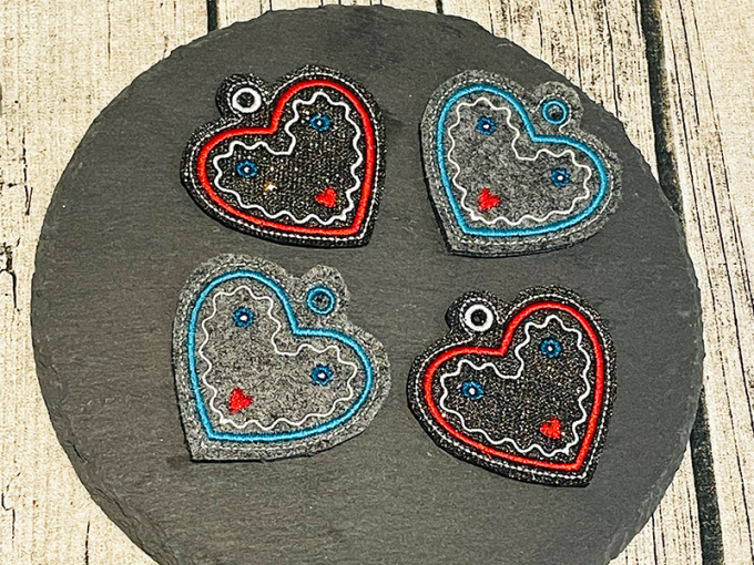 Stickdatei Stickzeit Schlüsselanhänger Lebkuchenherz ITH, german