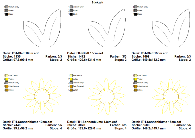 Fichier modèle broderie Fleurs de Tournesol Stickzeit