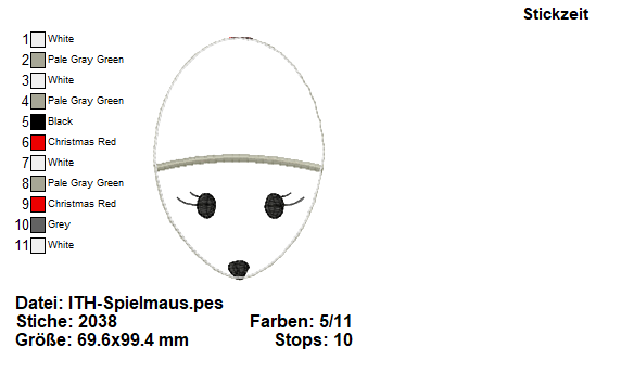 Fichier modèle broderie Souris peluche Stickzeit