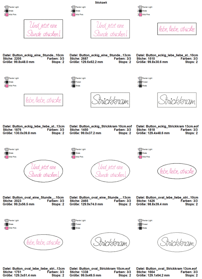 Fichier modèle broderie Tricoteuses Stickzeit