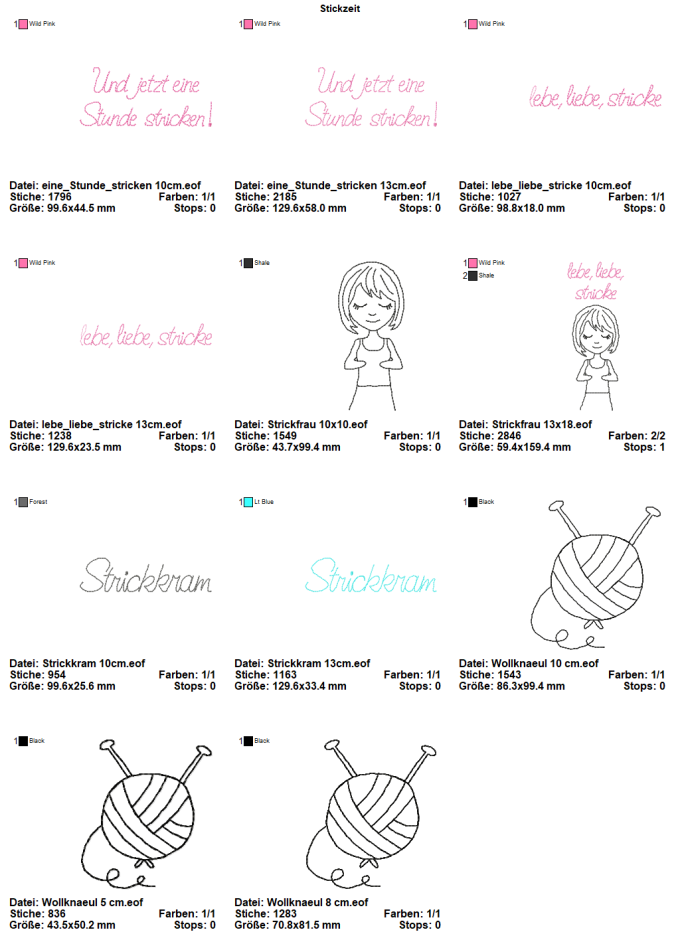 Fichier modèle broderie Tricoteuses Stickzeit