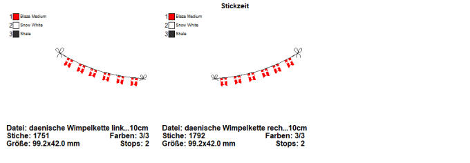 Fichier modèle broderie Guirlande de drapeaux du Danemark Stickzeit