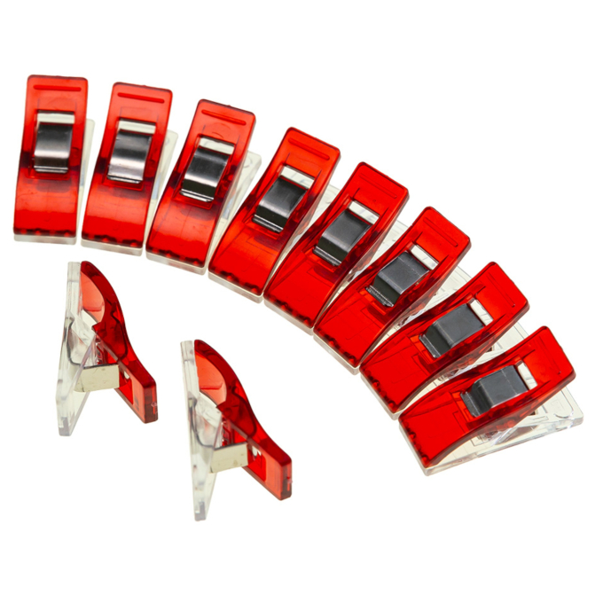 10 Pinces couture, moyenne 2,6cm, rouge