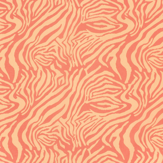 Tissu satin de coton stretch zébré Animal Stripes, saumon