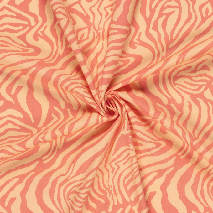 Tissu satin de coton stretch zébré Animal Stripes, saumon