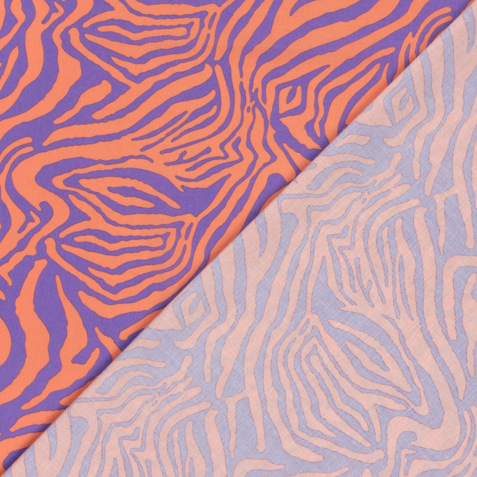 Tissu satin de coton stretch zébré Animal Stripes, pourpre