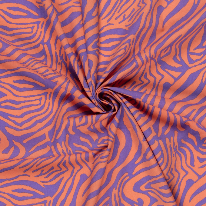 Tissu satin de coton stretch zébré Animal Stripes, pourpre
