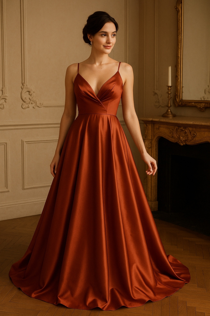 Tissu satin de coton stretch, terracotta