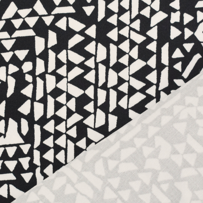 Tissu satin de coton stretch Triangle, noir