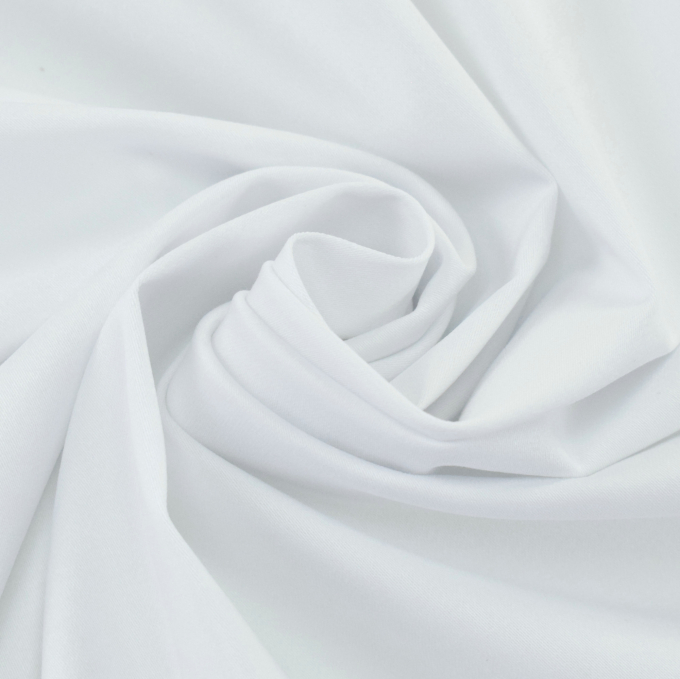 Tissu satin de coton stretch uni, blanc