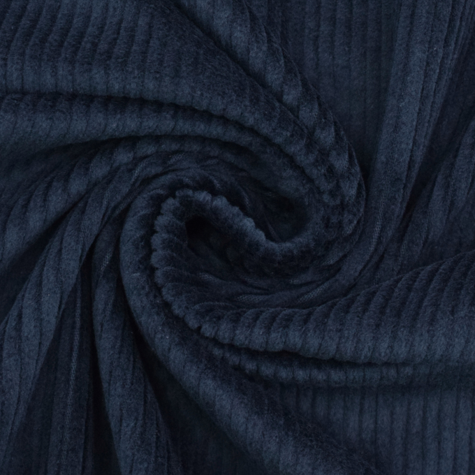 Tissu velours côtelé stretch Susi, bleu foncé