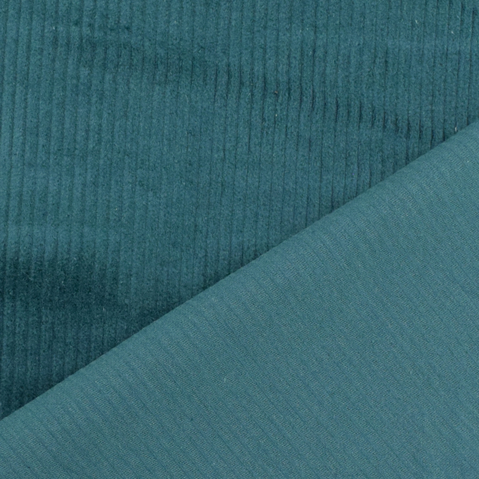 Tissu velours côtelé stretch Susi, bleu pétrole