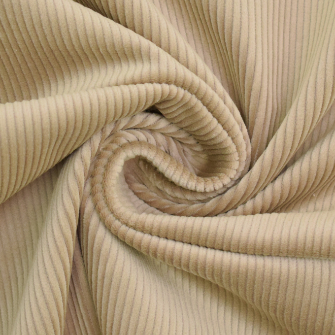 Tissu velours côtelé milleraies stretch uni, beige