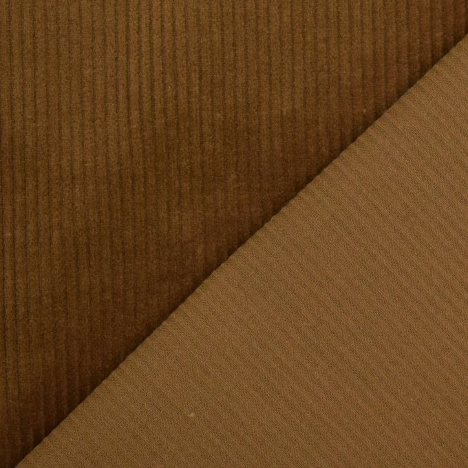 Tissu velours côtelé milleraies stretch uni, marron