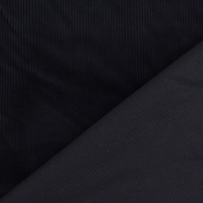 Tissu velours côtelé stretch uni, noir