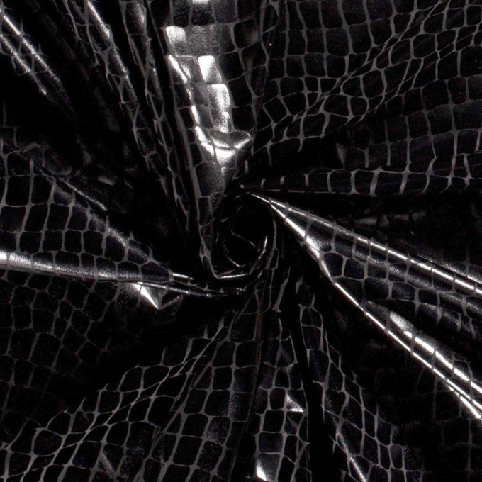 Stretch foil jersey croco, black